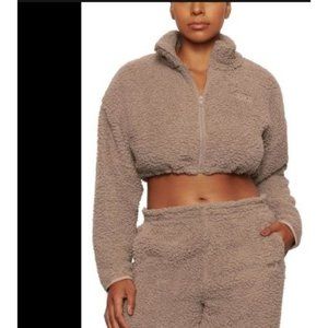 NWT-Teddy High Pile Fleece Crop Zip Jacket-3XL-RETAILS: $123